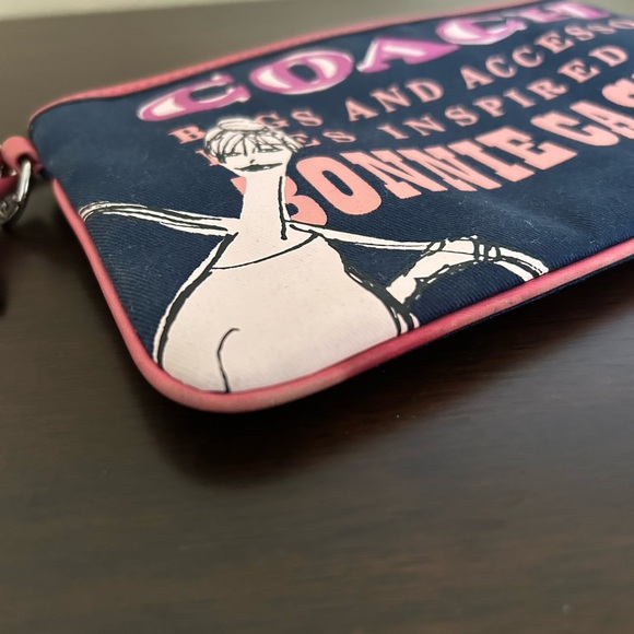 Vintage Coach Bonnie Cashin kisslock Navy and Pink Graphic Wristlet